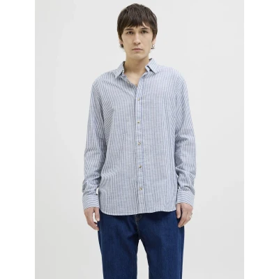 Afbeelding van Jack &amp; Jones Overhemd Jjesummer Shirt Ls Sn 12269315 Infinity/stripe Mannen Maat M