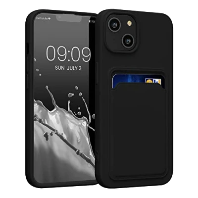 Afbeelding van kwmobile telefoonhoesje geschikt voor Apple iPhone 14 Hoesje met pasjeshouder TPU case in zwart