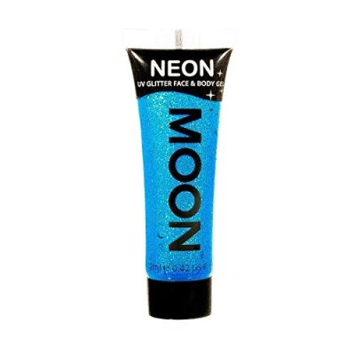 Afbeelding van Moon Glow Neon UV Glitter Gel voor gezicht en lichaam. 12 ml. Blue. Glitterverf