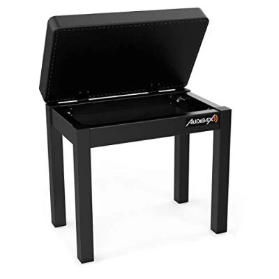 Afbeelding van Audibax KB200B Piano of toetsenbordbank gevoerde toetsenbordkruk met schuim hoogte 49 cm pianobank opbergruimte, robuust en licht