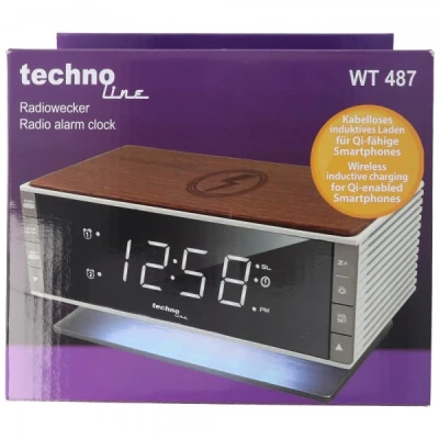 Afbeelding van WT487 moderne klokradio, compatibel met Qi compatibele, mobiele apparaten (draadloos opladen via inductief oplaadoppervlak)