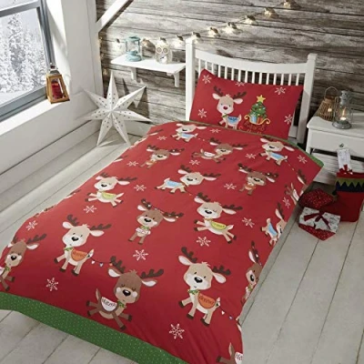 Afbeelding van Kerst dekbedovertrek Rudolph &amp; Friends Eenpersoons
