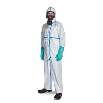 Afbeelding van DuPont Tyvek 600 Plus, chemische beschermende kleding met capuchon en gelijmde naden, categorie III, type 4 B, 5 B 6 wit, maat L