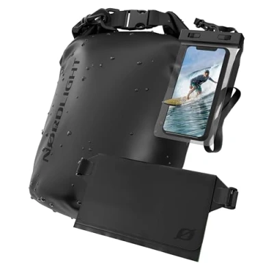 Afbeelding van waterdichte tas met waterdicht telefoonzakje en heuptas (10 l, zwarte) IPX8 rolsluiting Zwemmen, varen, strand, suppen