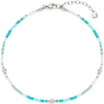 Afbeelding van Leonardo Jewels Ciao Happy 023859 Enkelbandje van Roestvrij staal met kleine glazen kralen, turquoise, zilver, 24 28 cm lang, cadeau voor vrouwen, Eine Grösse, staal, 023859,
