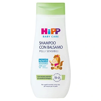 Afbeelding van HiPP Baby Care Shampoo met conditioner voor kinderen, ontwart het haar en beschermt de hoofdhuid gevoelige huid natuurlijk biologisch amandelextract, 1 stuk van 200 ml