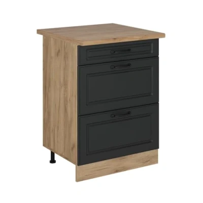 Afbeelding van Vicco Keukenonderkast R Line, Antraciet landhuis/Krachtige eik goud, 60 cm met laden, WB