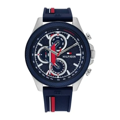 Afbeelding van Tommy Hilfiger Chronograaf, Heren, Maat: One Size, Blue/red/silver