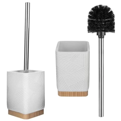 Afbeelding van KADAX toiletborstel met houder, handvat en wc borstel borstelhouder, zonder boren (vierkant wit)
