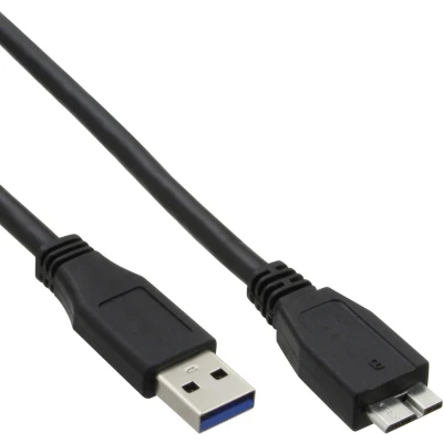 Afbeelding van USB Micro naar A kabel USB3.0 tot 2A / zwart 1 meter