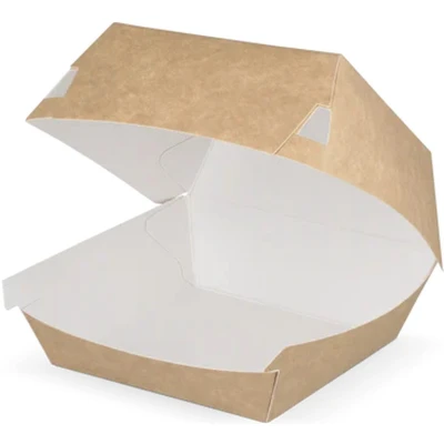 Afbeelding van Hamburgerbak Klein Kraft/wit Bio 400 stuks