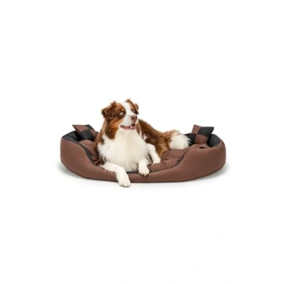 Afbeelding van lionto Hondenbed 4 in 1 met omkeerbaar kussen, 110 x 80 cm, zwart/bruin