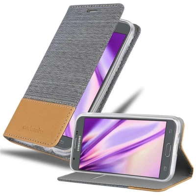 Afbeelding van Cadorabo Hoesje geschikt voor Samsung Galaxy J3 2017 in LICHTGRIJS BRUIN Beschermhoes met magnetische sluiting, standfunctie en kaartvakje Book Case Cover Etui