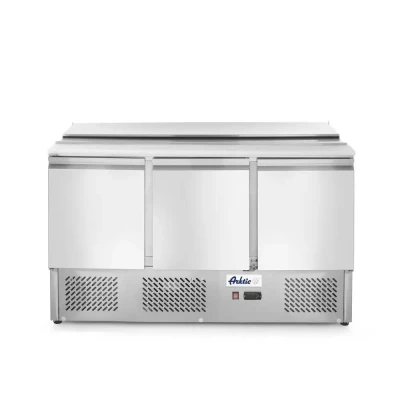Afbeelding van Saladette 3 Deurs, RVS Klapdeksel, 4x GN 1/1, 1365x700x(H)888mm Hendi