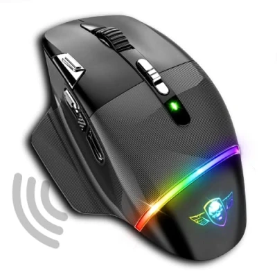 Afbeelding van Spirit Of Gamer XPERT M800, draadloze gamingmuis, oplaadbaar, 9 programmeerbare toetsen, optische sensor 10.000 dpi, 11 RGB achtergrondverlichtingseffecten, ergonomische muis met duimsteun voor pc