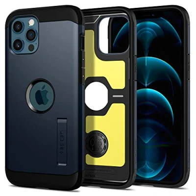 Afbeelding van Spigen Tough Armor hoesje compatibel met iPhone 12 Pro Max leisteen metaal