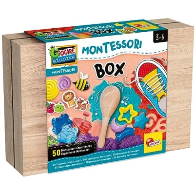 Afbeelding van Lisciani Montessori werkdoos van hout educatieve spelletjes 50 activiteiten laboratorium sensorische ervaringen materialen voor kinderen 3 tot 6 jaar