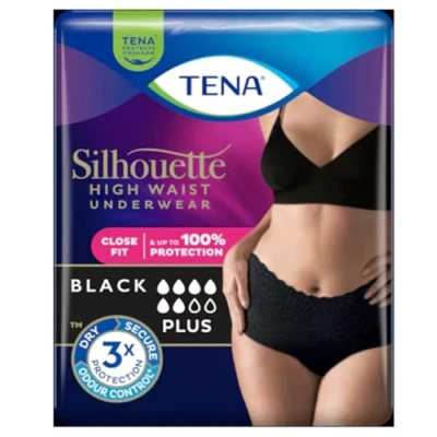 Afbeelding van Tena Silhouette Plus Noir Hoge Taille Medium 4 pakken van 9 stuks