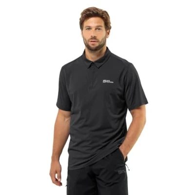 Afbeelding van Jack Wolfskin Delgami Poloshirt, Heren, Maat: Large, Black