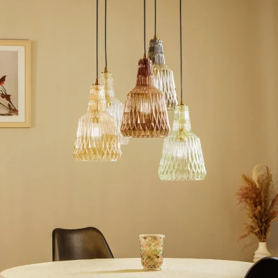 Afbeelding van Lindby hanglamp Belarion, meerkleurig, 5 lamps, Ø 65 cm