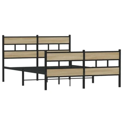 Image de vidaXL Cadre de lit en métal sans matelas chêne sonoma 160x200 cm