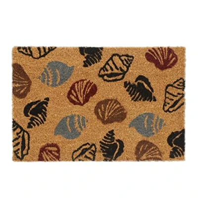 Afbeelding van Relaxdays deurmat schelpen kokosmat droogloopmat antislip 40 x 60 cm natuur