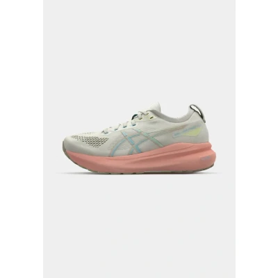 Afbeelding van Asics Gelkayano 31 Hardloopschoenen voor op de weg, Dames, Maat: 39.5, Birch/energy aqua Textiel/ synthetisch