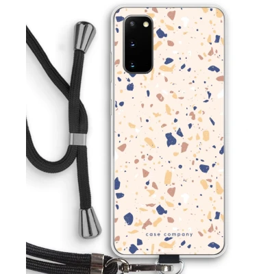 Afbeelding van Case Company® hoesje met Koord geschikt voor Samsung Galaxy S20 Terrazzo N23 Telefoonhoesje Zwart Bescherming aan alle Kanten en Over de Schermrand