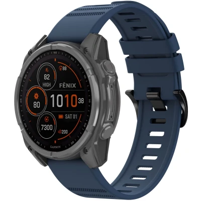 Afbeelding van imoshion QuickFit® Stripe Siliconenbandje Geschikt voor de Garmin Watch 22 mm aansluiting Donkerblauw