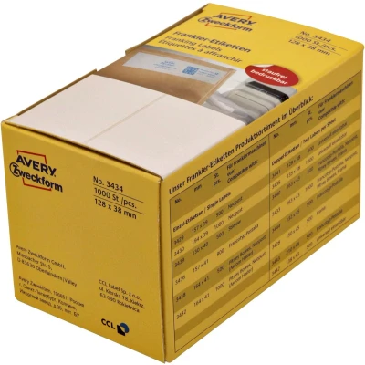 Afbeelding van Frankeeretiket Avery Zweckform 3434 128 x38mm 1000 etiketten