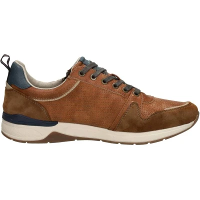 Afbeelding van Mustang Sneakers laag, Heren, Maat: 41, Cognac Imitatieleer/ textiel