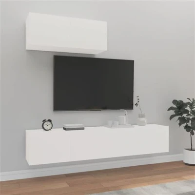 Afbeelding van vidaXL 3 delige Tv meubelset bewerkt hout wit