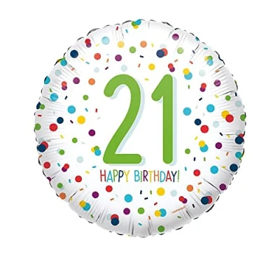 Afbeelding van Amscan Folieballon Confetti Bday 21 43 Cm Wit