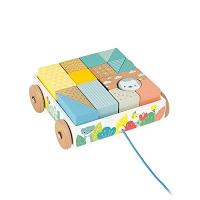 Image de Chariot de cubes à promener pure Janod en bois