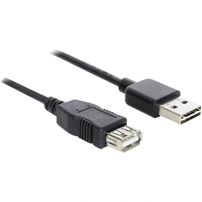 Afbeelding van Delock USB kabel 2.0 A stekker, bus 5.00 m Zwart Stekker past op beide manieren, Vergulde steekcontacten, UL gecertificeerd 83373