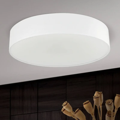 Afbeelding van Plafondlamp UFO met linnen kap, wit