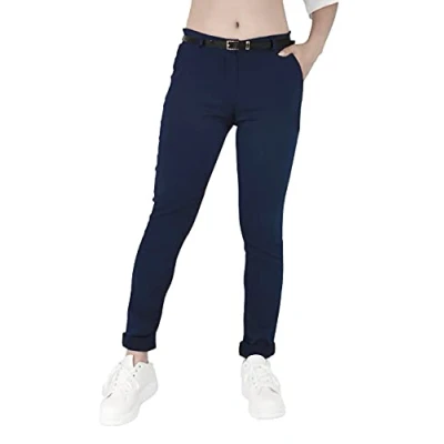 Afbeelding van JOPHY &amp; CO. Elastische chinobroek voor dames met riem (artikelnummer 3008), Donkerblauw