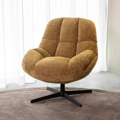 Afbeelding van LABEL51 Huxley Fauteuil Geel Velvet Normale eetkamerstoel
