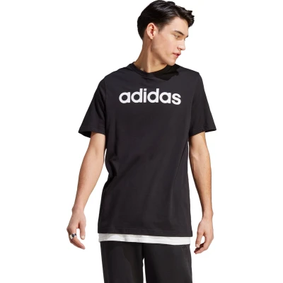 Afbeelding van adidas Sportswear Essentials Single Jersey Linear Geborduurd Logo T shirt Heren Zwart M