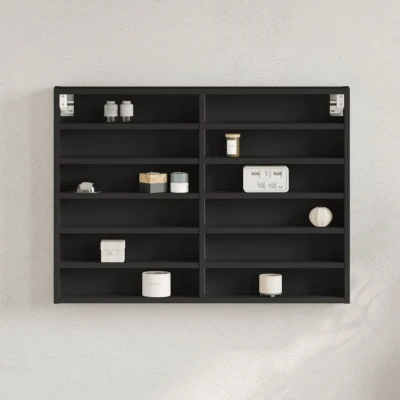 Afbeelding van Vitrinekast 80x8,5x58 cm bewerkt hout zwart