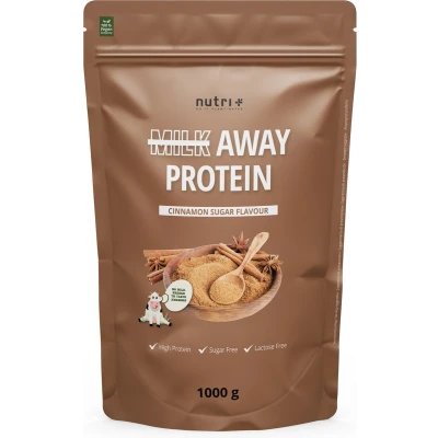 Afbeelding van nutri+ Milk Away Protein Eiwitpoeder Cinnamon Sugar Veganistisch proteïne poeder met vijf plantaardige eiwitten glutenvrij en lactosevrij zonder soja 1000 g
