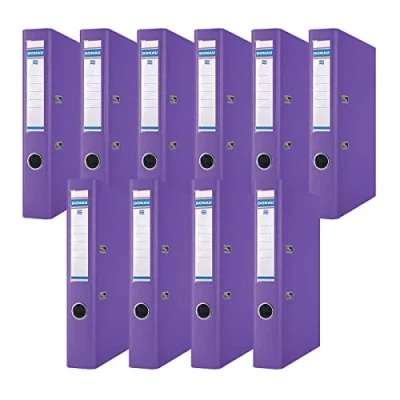 Afbeelding van DONAU 10 stuks smalle mappen DIN A4 5 cm paars kunststof hoes PP karton sleufmap kantoormap ringband groen
