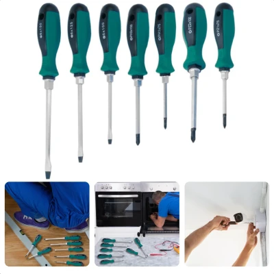 Afbeelding van Cheqo® Schroevendraaierset 7 delig Chroom vanadium staal Magnetisch Anti Slip Schroevendraaier Torx Kruiskop Opbergdoos Handgereedschap Klusgereedschap Lange Levensduur