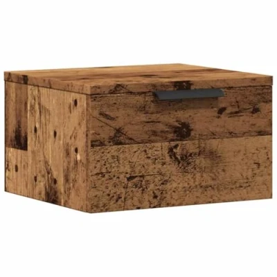 Afbeelding van Nachtkastje wandgemonteerd 34x30x20 cm oud houtkleurig