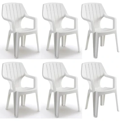 Afbeelding van Tomaino Set van stapelbare tuinstoelen kunststof Buitenstoel in houtlook (wit New)