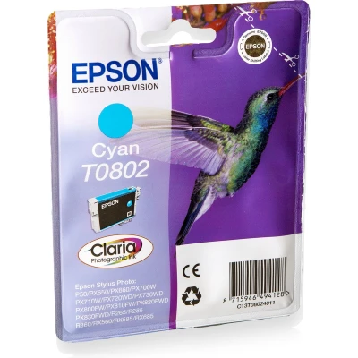 Afbeelding van Epson T0802 (C13T08024010) Inktcartridge Cyaan