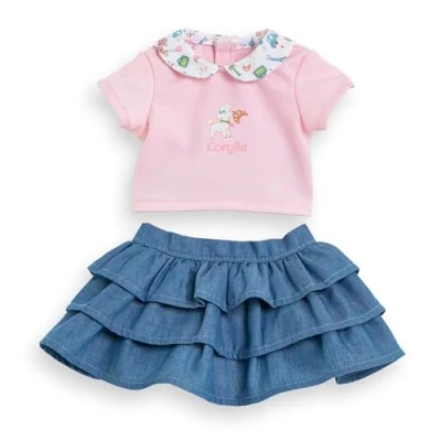 Afbeelding van Corolle Rok met ruches en T shirt, een weekend in Parijs, kleding, voor poppen 30 cm, vanaf 18 maanden, 9000111060