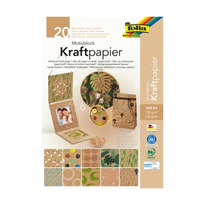 Image de Folia bloc de papier design Kraft II 120/130 g/m² A4 (20 feuilles)