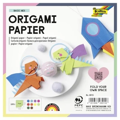 Afbeelding van folia 8915 100 vouwvellen 15 x cm, 70 g/m², gesorteerd in 10 intense kleuren, ideaal voor het vouwen van papier en andere creatieve knutselwerken