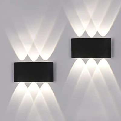 Afbeelding van FUPE 2 stuks 12 W 1200 lm IP65 waterdichte led wandlampen in modern aluminium die boven en onder lichten (zwart 4500K natuurlijk licht)